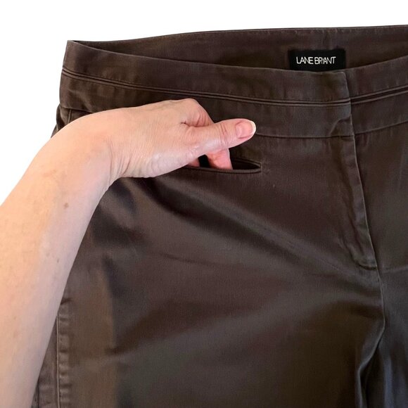 Lane Bryant Brown Cropped Stretch Pants Womens Size 20 Cotton/Spandex VGUC! - Picture 6 of 14